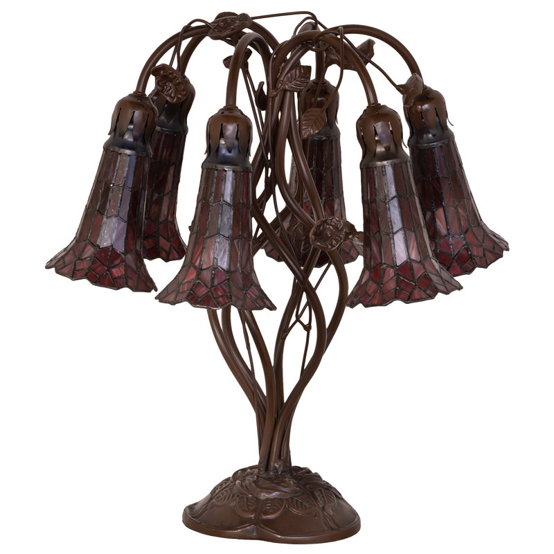Meyda Tiffany & Stained Glass Table Lamp, Ruby/Mahogany Bronze
