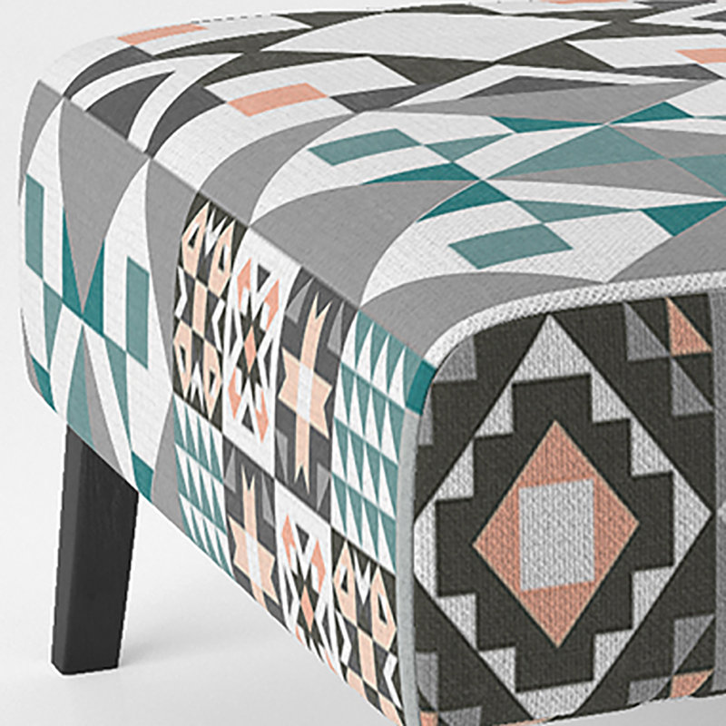 Fauteuil de chambre rembourré multicolore à motif patchwork carré