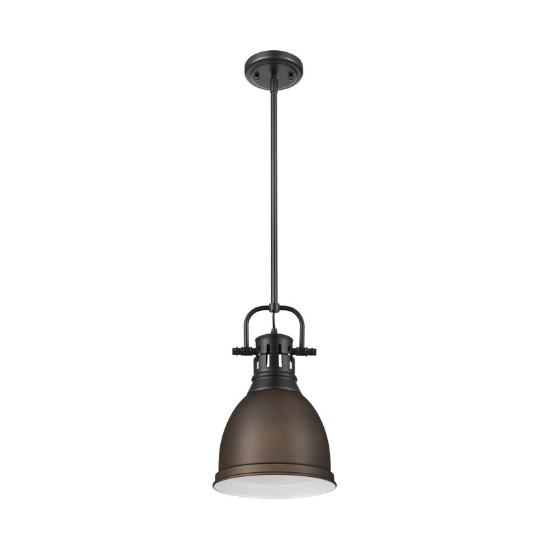 Aljona Small Pendant with Rod, 14.25" H x 8.875" W x 8.875" D, Bronze, Matte Black