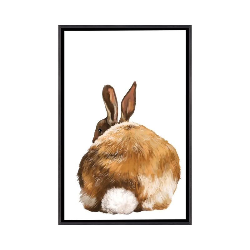 Art de lapin, H 48 po x l 32 po x P 1,5 po, Toile avec cadre noir patiné