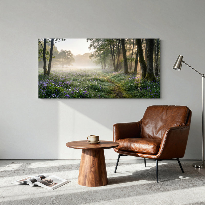 Ensemble de 1 tableau sur toile « Chemin forestier », L 32 po x H 16 po, Toile tendue