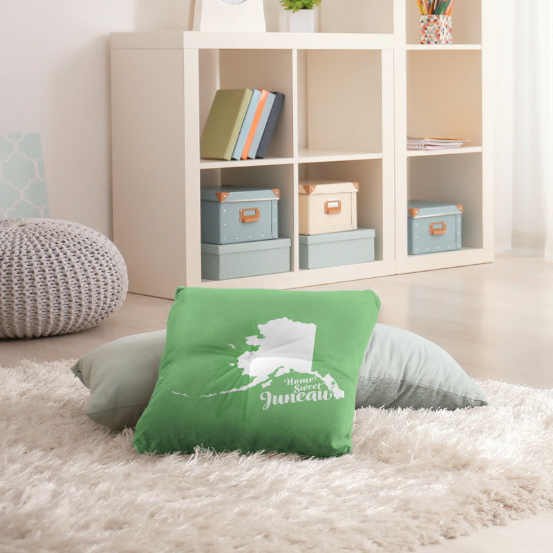 Reversible Throw Pillow, 30" H x 30" W, Green, Juneau/Alaska