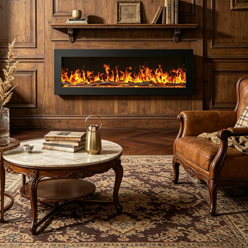 60inch Wall Mount Electric Fireplace, 37.7cm H x 152.4cm W x 19cm D