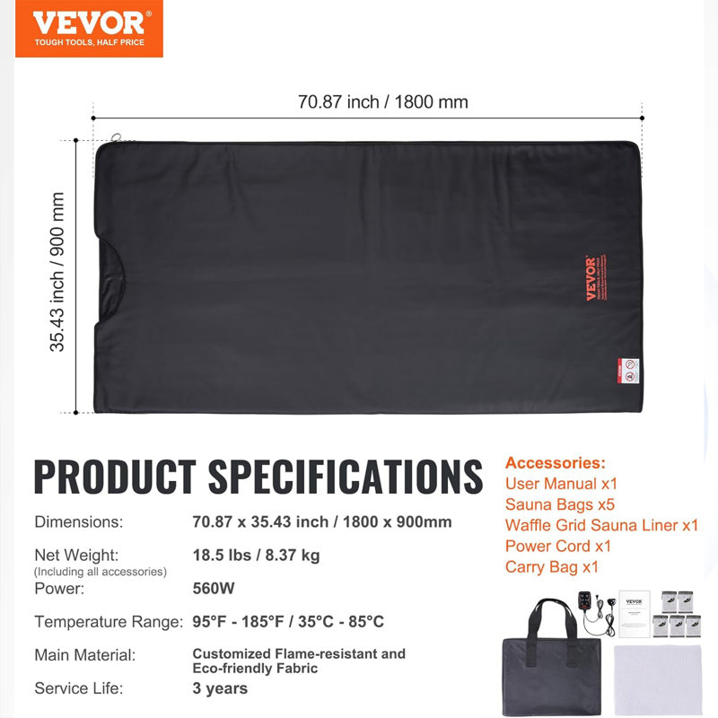 VEVOR Water Resistant Sauna Blanket