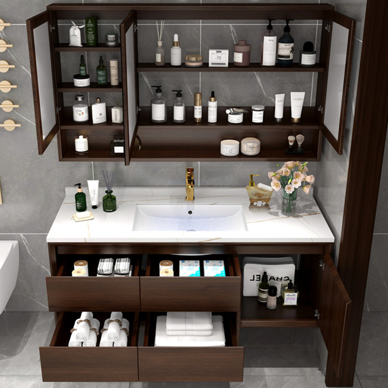 Retro Chinese style bathroom cabinet, 20.47" H x 47.64" W x 19.69" D