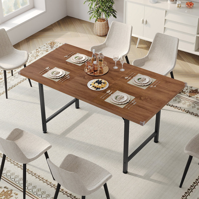 Table de salle à manger extensible de 47 à 63 po avec pieds en métal pour 4 à 8 personnes