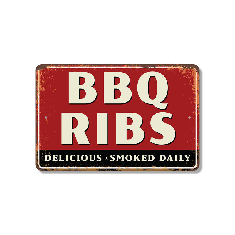 Plaque en plastique BBQ Ribs 11 po x 17 po, H 11 po x l 17 po x P 0,1 po