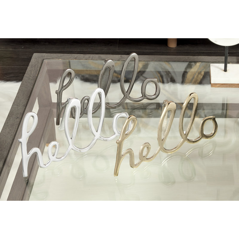 Aluminum Metal Hello Multi Colored Decorative Sign Set