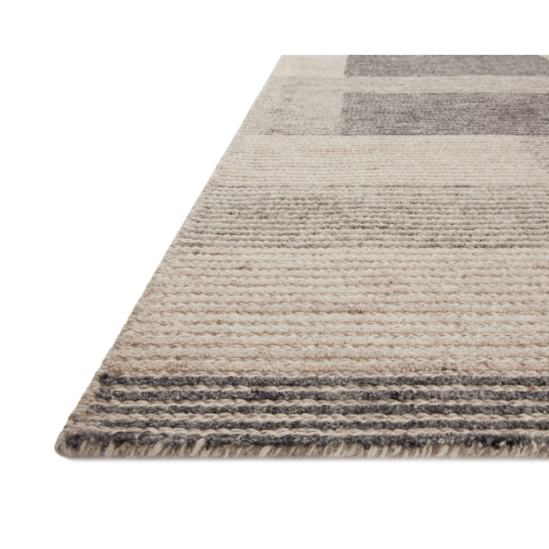 Tapis géométrique en laine touffeté à la main Burnis, Rectangle 7 pi 9 po x 9 pi 9 po