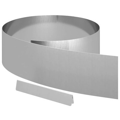20cm H x 450cm W Galvanised Steel Lawn Edging
