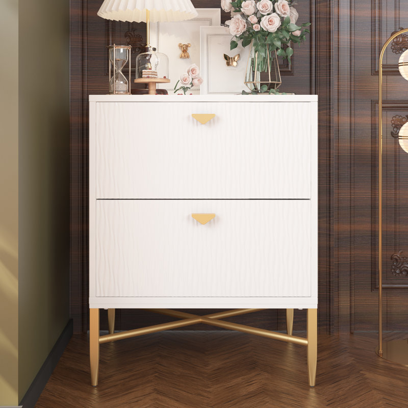 Table de chevet 2 tiroirs Baisden, Blanc