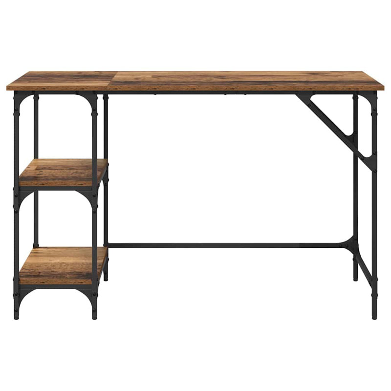 Metal Base Computer Desk, Old Wood