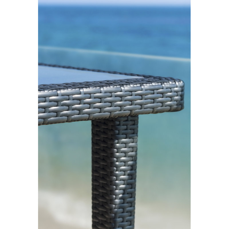 Pavior 8 - Person Wicker Patio Dining Set with Rectangular Table , Cushions Included, Supercrylic Turquoise, Black