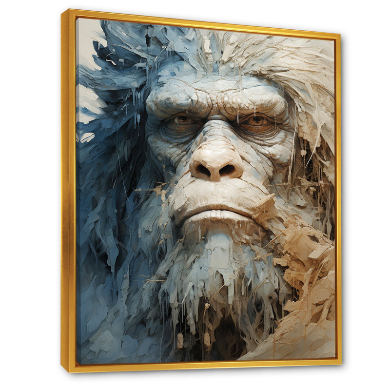 Bigfoot Portrait III - impressions sur toile Bigfoot, Cadre flottant doré, 32" H x 24" W