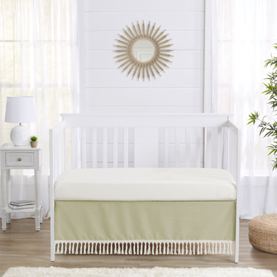 Watercolor Floral Garden Solid Sage Green Dust Ruffle Crib Skirt by Sweet Jojo Designs