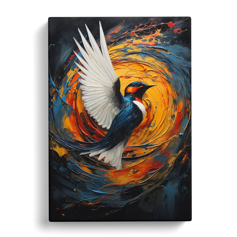 Swallow Hard Edge - Wrapped Canvas, 60cm H x 40cm W x 3cm D