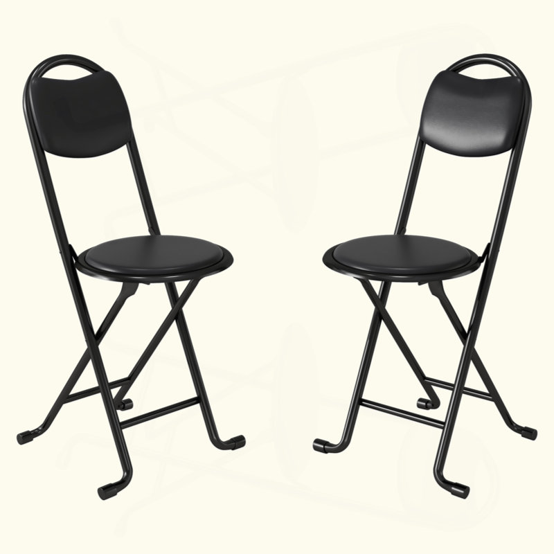 Tabouret pliant 2 pièces avec dossier, tabouret pliant rembourré et rembourré, chaises pliantes portatives pour la cuisine à l'intérieur et à l'extérieur (café, date prévue de livraison: 2025/6/30)