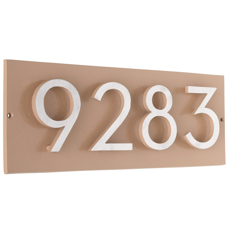 Plaque d'adresse horizontale flottante 4 po (4 chiffres), Taupe, Nickel satiné deux tons, Oui