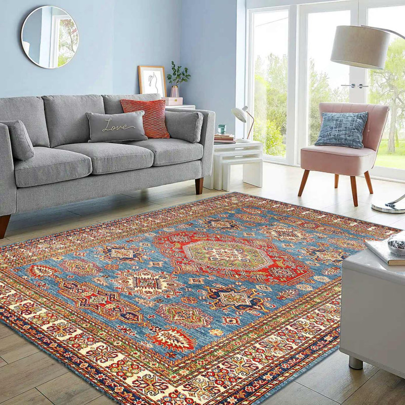 Oriental Area Rug in Light Blue