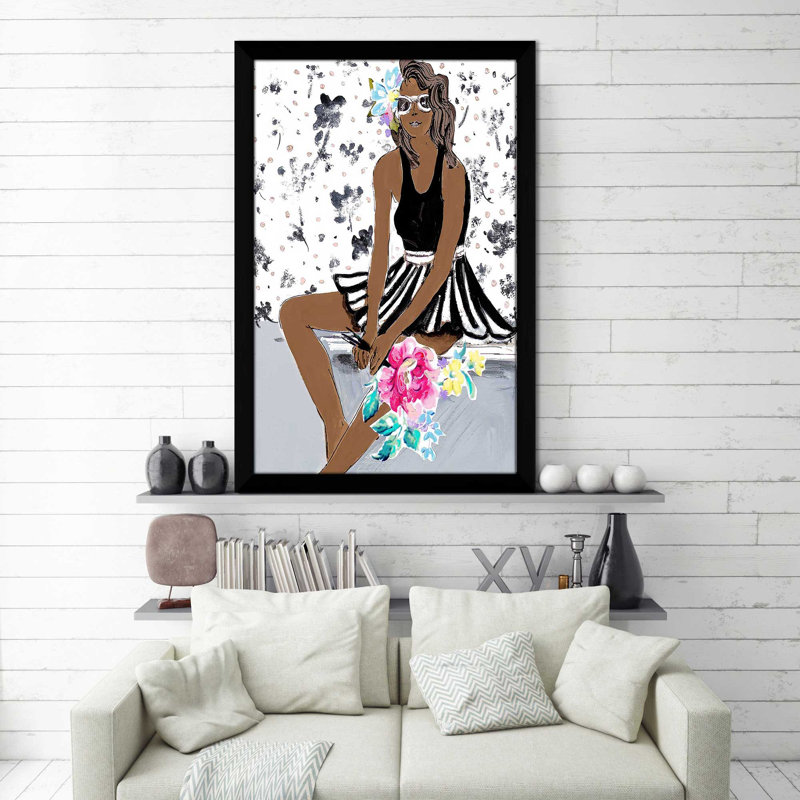 Pop Girl par Patricia Pinto - impression, H 39,5 po x l 27,5 po x P 0,75 po, Cadre noir