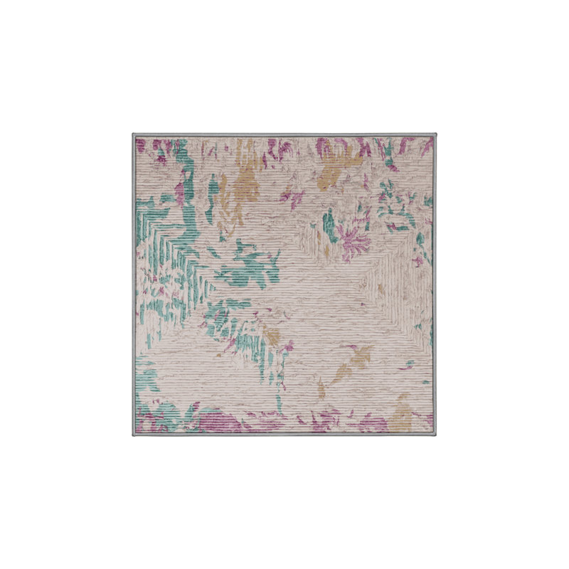 Tapis gris lavable à la machine, Carré 3 pi
