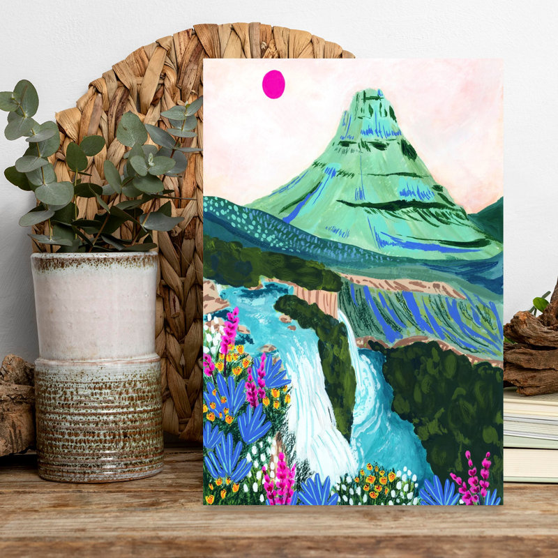 «Vibrant Mountain Falls», art floral contemporain abstrait coloré, H 18 po x l 12 po