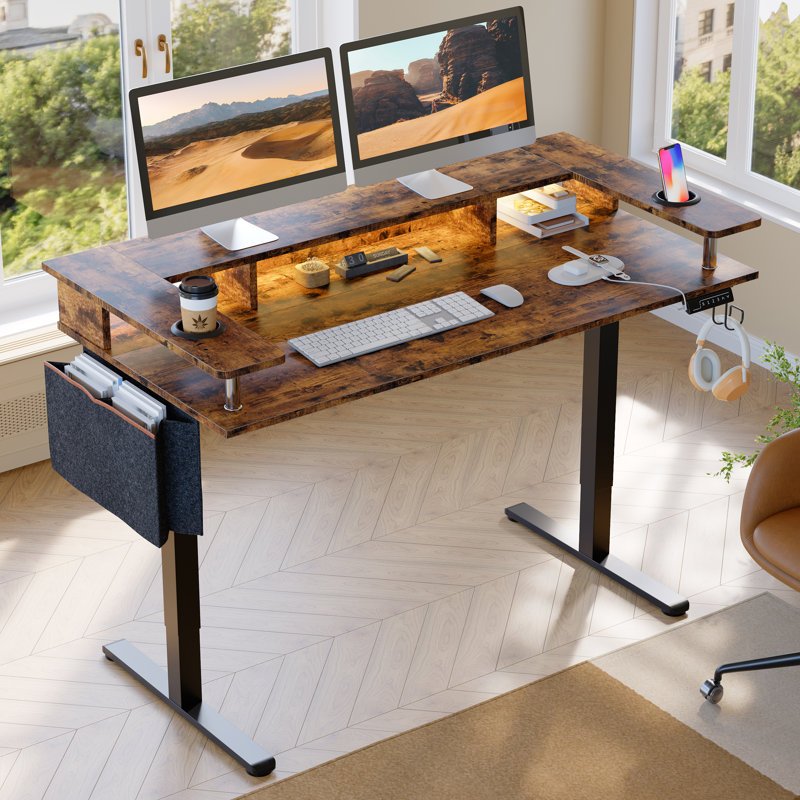 Labelle 58.1" W Rectangle Standing Desk , Rustic Brown