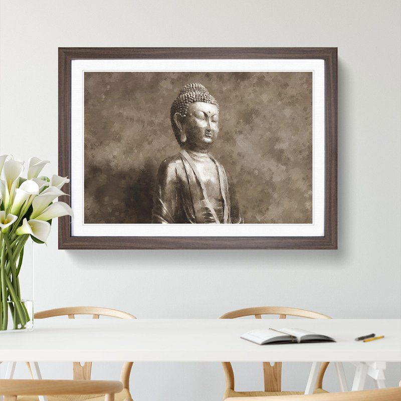 Buddha Statue Vol.3 - Picture Frame Painting, 48cm H x 65cm W x 2cm D, Walnut