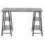 Table d'ordinateur de bureau à domicile avec tablettes - plateau en stratifié gris de 48 po et structure en métal noir, poste de travail contemporain élégant et fonctionnel pour les pieds de bureau, efficacité de 4