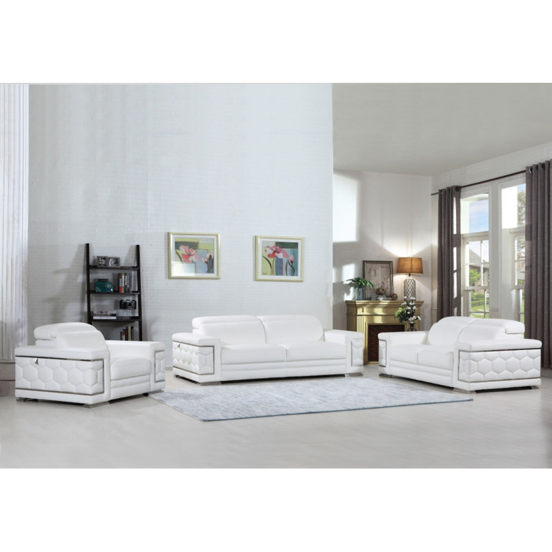 Ensemble de conversation pour trois personnes Maisonneuve, Blanc