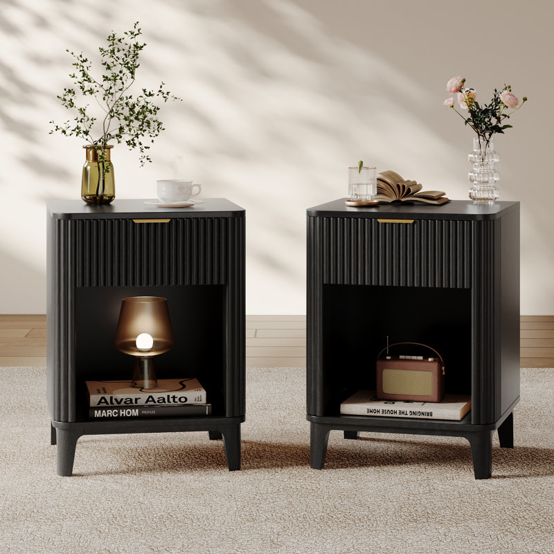 15.75" W Versatile Nightstand With Storage, 1 - Drawer Side Table & End Table, Black