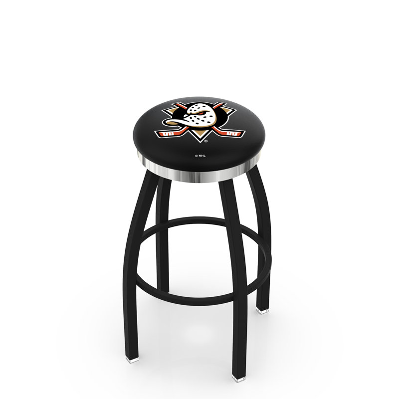NHL 30" Swivel Bar Stool with Cushion, Canards d'Anaheim, Ride noire, Chrome