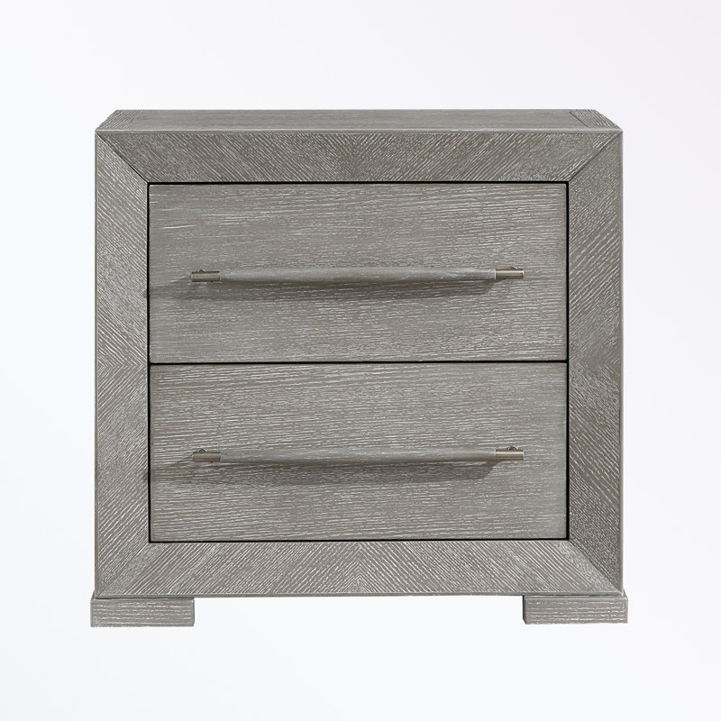 Table de chevet à 2 tiroirs avec structure en bois et pieds robustes