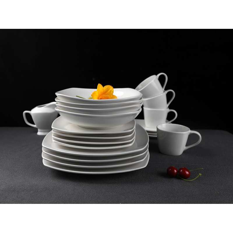Piece Porcelain China Dinnerware Set - Service for 6