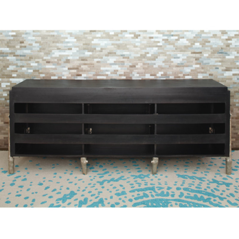 Branch Media Cabinet with Adjustable Shelving in Black Distressed Mango Wood