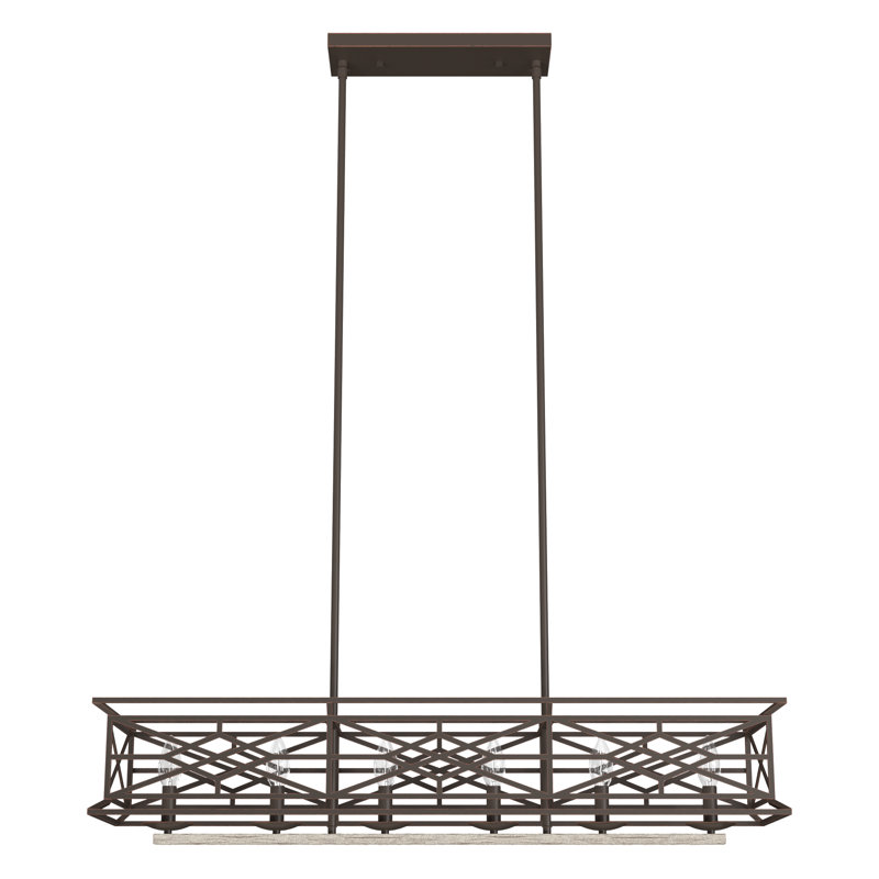 Langwood 6 Light Linear Chandelier, Brown