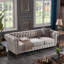 Canapé Chesterfield classique en similicuir brun-92761668