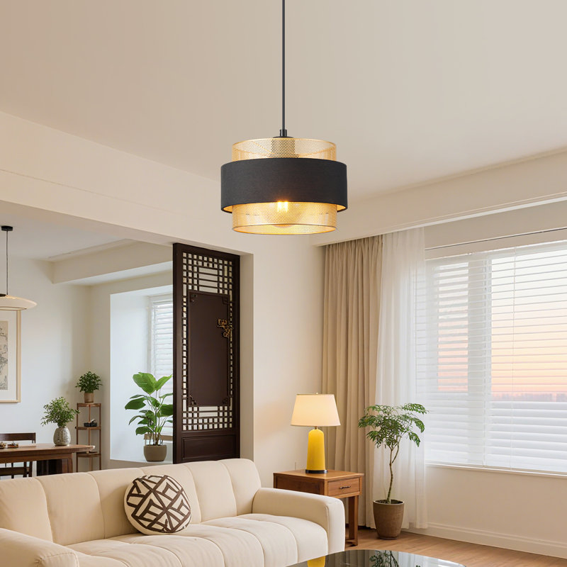 1 - Light Matte Black Drum Pendant