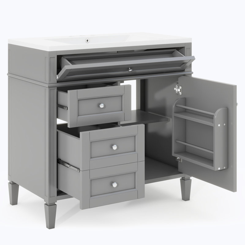 Ensemble de meuble-lavabo simple 36 po avec plateau Clancie, Gris