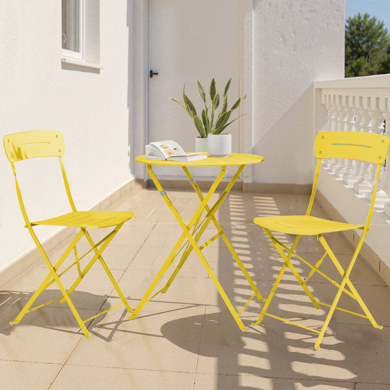 Shelah 2-Person Folding Patio Dining Set , Yellow