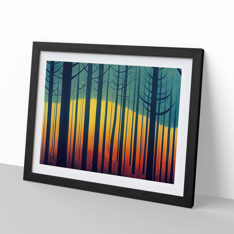 Enthralling Abstract Forest - Single Picture Frame Painting, Black , 46cm H x 64cm W x 2cm D