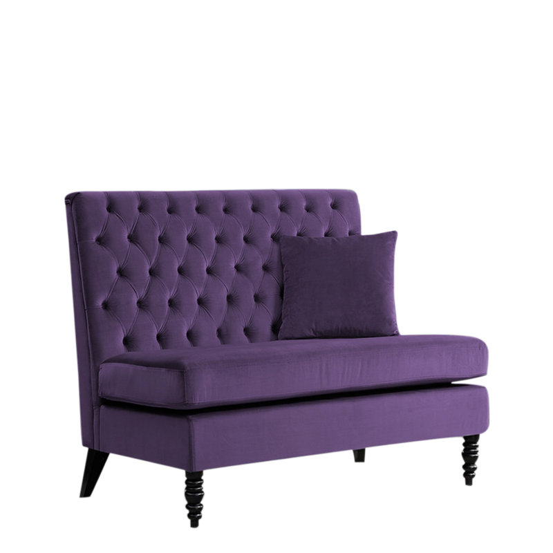 Banc rembourré en velours, Mauve, 55 po de largeur