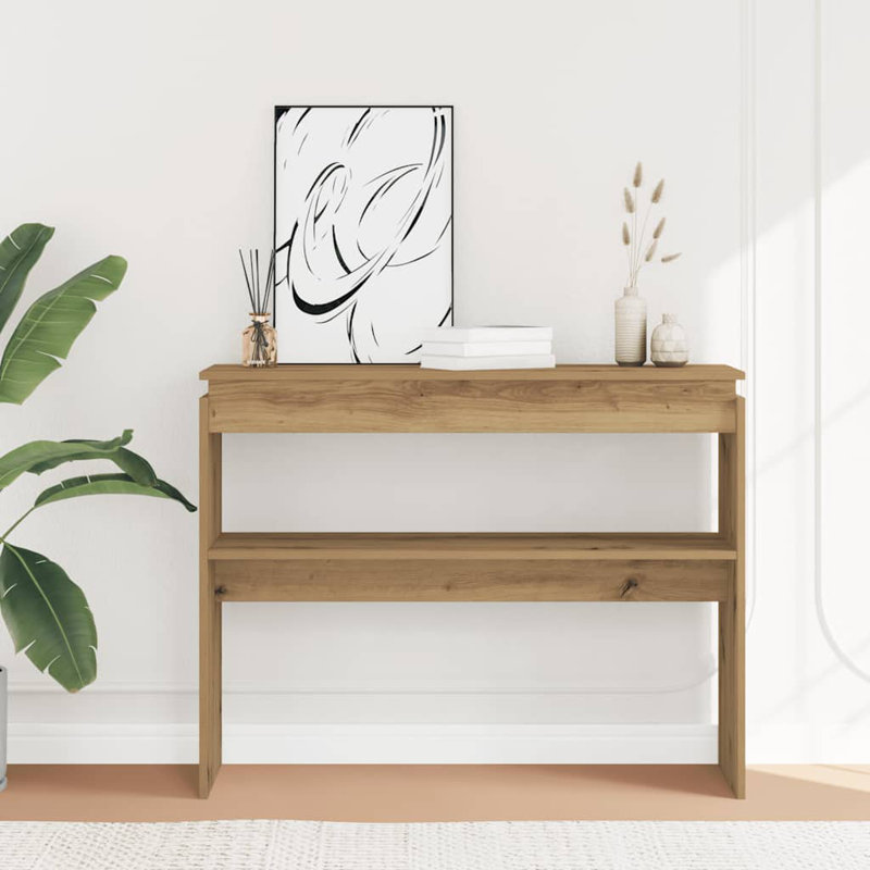 Console Table Engineered Wood Compact Storage, 31.5" H x 40.2" W x 11.8" D, Gray sonoma