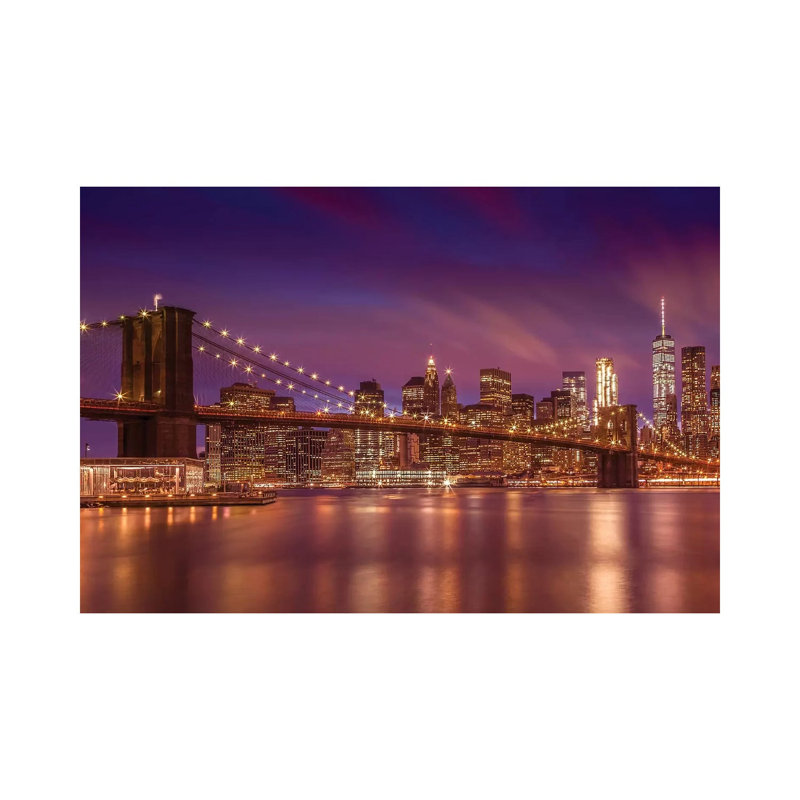 Brooklyn Bridge New York City Sunset by Melanie Viola - Wrapped Canvas Print, 20.32 cm H x 30.48 cm W