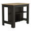 Îlot de cuisine, table de cuisine H 35 po, quatre pieds, trois tablettes de rangement ouvertes, noir -594106211