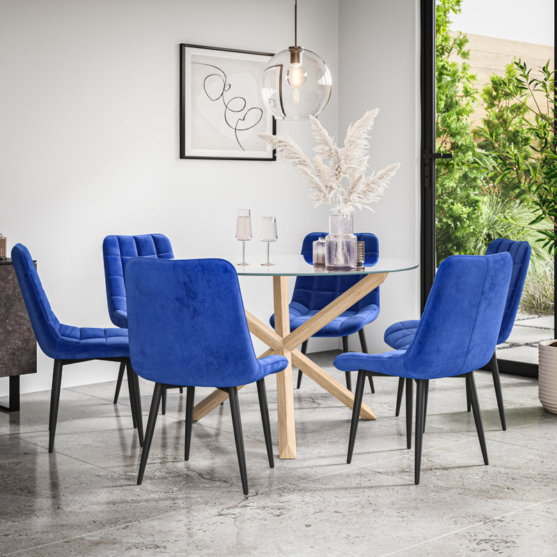 Darcus 6 - Person Dining Set, Oak/Blue