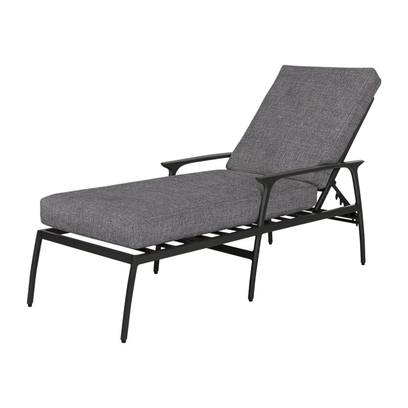 Amari Outdoor Chaise Lounge, Cast Slate Sunbrella® Plainweave, Carbon