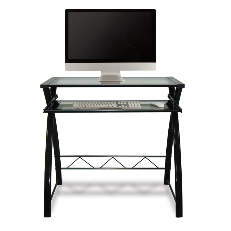Eckstein Glass Top Metal Base Computer Desk