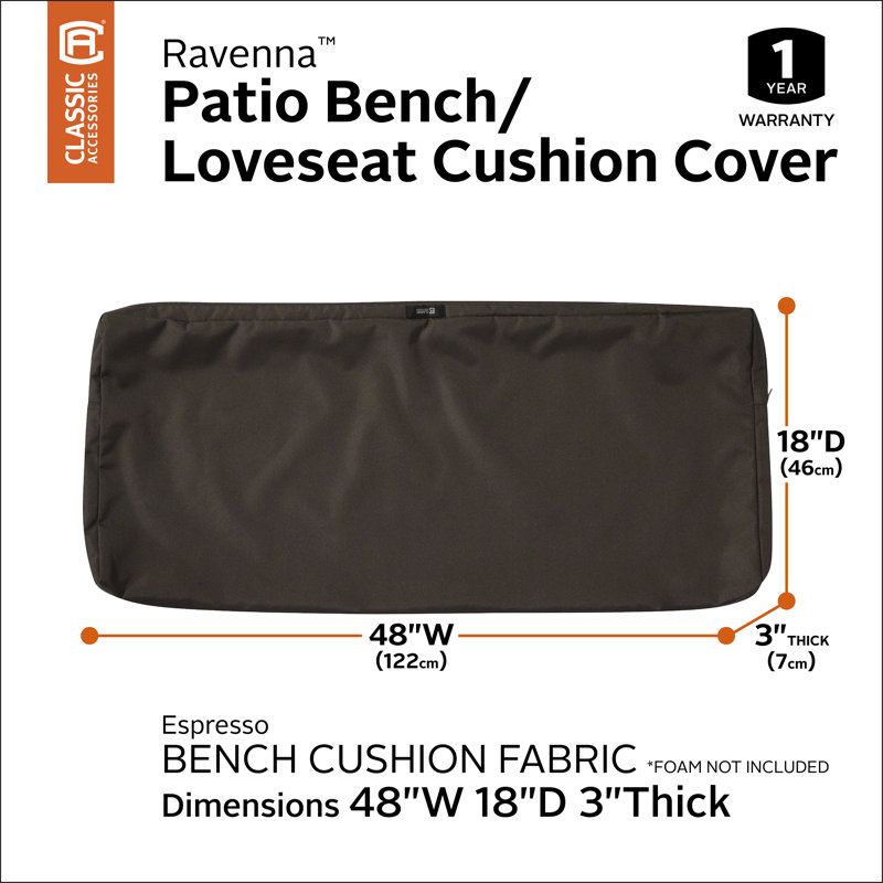 Jaylon Indoor/Outdoor Cushion Cover, 3" H x 48" W x 18" D, Espresso