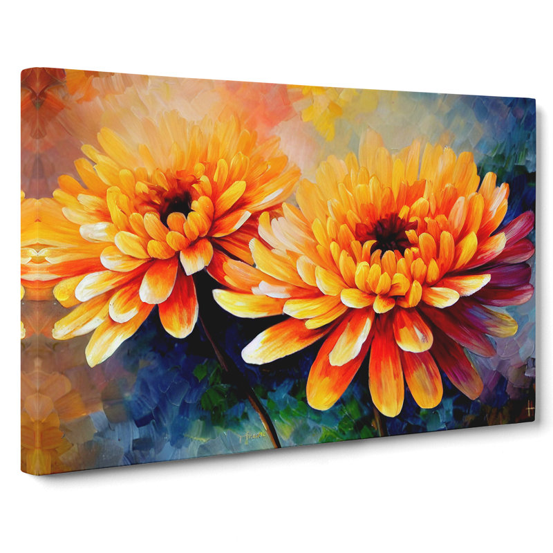 Chrysanthemum Flowers - Wrapped Canvas, 35cm H x 50cm W x 3cm D